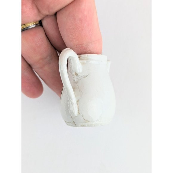 Antique White Porcelain Miniature Tea Set 9pc Dollhouse Tea Set Gold Trim 1900s - Picture 7 of 8